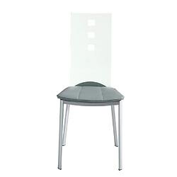 Inside 75 Lot de 2 chaises design LUXOR GREY pieds métal dossier plexiglass assise microfibre gris