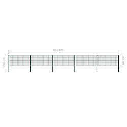 Acheter vidaXL Panneau de clôture avec poteaux Fer 8,5 x 0,8 m Vert