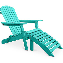 ICONIK INTERIOR Adirondack Chaise longue de jardin + Repose-pieds en bois - Set - Alana Vert