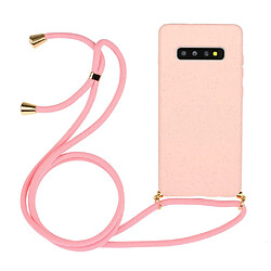 Coque en TPU doux avec dragonne rose pour votre Samsung Galaxy S10