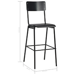 vidaXL Chaises de bar lot de 6 noir contreplaqué solide et acier pas cher