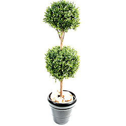 Pegane Plante artificielle haute gamme Spécial extérieur / Buis tige double boule - Dim : H.140 x D.40 cm