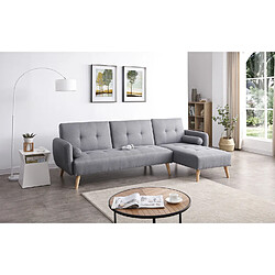 Avis Concept Usine Canapé d'angle convertible scandinave 4 places gris LESKA