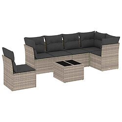 vidaXL Salon de jardin avec coussins 7 pcs gris clair résine tressée