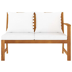 vidaXL Banc de jardin 114,5 cm avec coussin crème Bois solide d'acacia