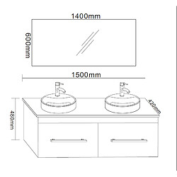 Simba Meuble Salle de Bain Blanc Robinetterie Inc Set Vasque 150 cm Wihte Cardellino Ensemble pas cher