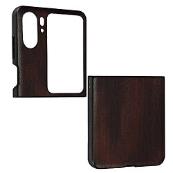 Avizar Coque pour Oppo Find N2 Flip Rigide Simili Cuir Bords Surélevés Marron Foncé