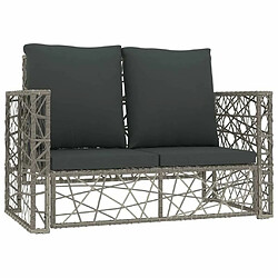 Acheter Maison Chic Salon de jardin 2 pcs avec coussins - Table et chaises d'extérieur - Mobilier/Meubles de jardin Moderne Résine tressée Gris -MN16047