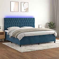 vidaXL Sommier à lattes de lit matelas et LED Bleu foncé 200x200 cm