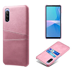 Coque en TPU + PU avec double porte-cartes or rose pour votre Sony Xperia 10 III