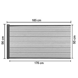 Avis Mendler WPC pare-vue Sarthe, abat-vent, poteau en aluminium ~ élément d'extension bas, 1,85m anthracite