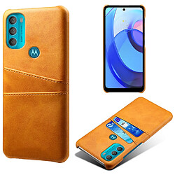 Coque en TPU + PU KSQ anti-empreintes digitales avec porte-cartes orange pour votre Motorola Moto G71 5G