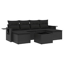 vidaXL Salon de jardin 7 pcs avec coussins noir résine tressée