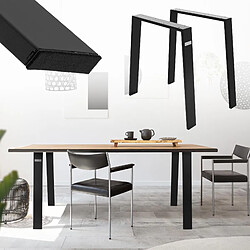 ML DESIGN MODERN LIVING Set 2x pieds de table Loft acier noir patins de table style industriel 75x72 cm