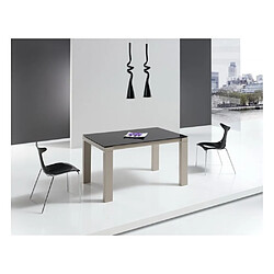 Inside 75 Table repas extensible ARMONIA 6 couverts 120/190x90cm pieds beiges plateau céramique noir