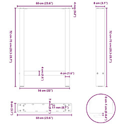 vidaXL Pieds de table basse blanc 2 pcs 60x(72-73) cm acier pas cher