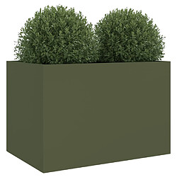 Avis vidaXL Jardinière vert olive 62x47x46 cm acier