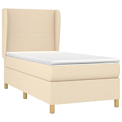 Avis Maison Chic Lit Adulte - Lit simple Lit à sommier tapissier avec matelas moelleux - Meuble de Chambre - Crème 90x200 cm Tissu -MN90363