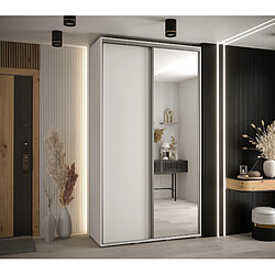 Abiks Meble Armoire à portes coulissantes Davos 3 235.2 x 130 x 45 2 portes coulissante (Blanc/Blanc/Argent)