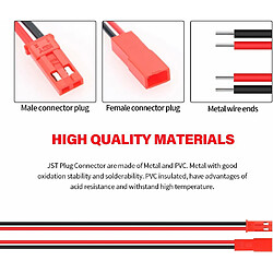 Jeu de 40 connecteurs JST 22 AWG, 2 broches mâle et femelle, longueur 10 cm 15 cm - idéal pour les LED, les lampes à bande, les piles RC et les jouets pas cher