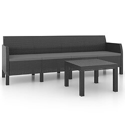 vidaXL Salon de jardin 2 pcs avec coussins PP Rotin Anthracite