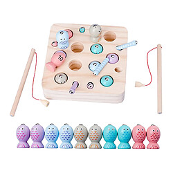 En bois Jeu de Pêche Magnétique, Motricité Fine Jouet Puzzle, montessori Préscolaire Cadeau pour Enfant Kid Apprentissage avec 2 Pôle