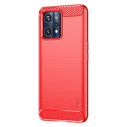 Coque en TPU MOFI Texture de fibre de carbone, antichoc, surface brossée, rouge pour votre Realme 9 Pro +