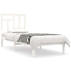 Maison Chic Lit adulte - Lit simple Cadre de lit,Structure du lit Contemporain Blanc Bois de pin massif 90x200 cm -MN99847