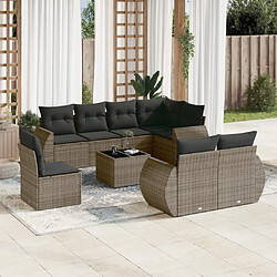 Maison Chic Salon de jardin 9 pcs avec coussins | Ensemble de Table et chaises | Mobilier d'Extérieur gris résine tressée -GKD16736