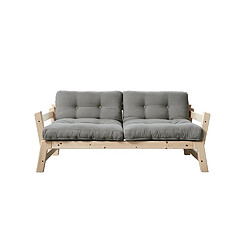 Inside 75 Banquette convertible futon STEP pin massif coloris grey couchage 70x200 cm.