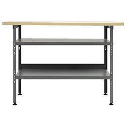 Helloshop26 Etabli table de travail poste de travail stockage rangement d'outils banc d'outils avec 2 etagères garage atelier 120 cm acier gris 02_0003676