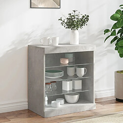 Maison Chic Commode Buffet - Meuble de rangement avec lumières LED gris béton 60,5x37x67 cm -GKD41943