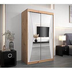 Abiks Meble Armoire MONACO À Portes Coulissantes 200/120/62 2 Portes (Artisan/Blanc)