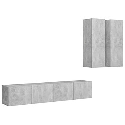 vidaXL Ensemble de meubles TV 4 pcs Gris béton Bois d'ingénierie