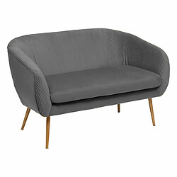 Atmosphera, Createur D'Interieur Banquette 2 Places En Velours Gris Plissé Et Pieds En Métal Doré -L124xP74xH76cm+Atmosphera Créateur d'intérieur pas cher