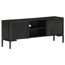 vidaXL Meuble TV Noir 115x30x46 cm Bois massif de manguier