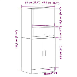 vidaXL Armoire de cuisine chêne marron 57x41,5x131,5cm bois ingénierie pas cher