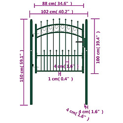 Acheter vidaXL Portail de clôture avec pointes Acier 100x100 cm Vert