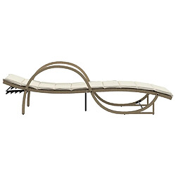 Acheter vidaXL Chaise longue avec coussin beige 60x199x42 cm résine tressée