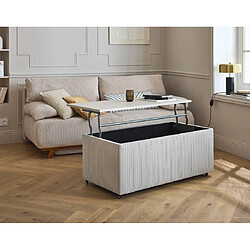 Lisa Design Pirae - table basse avec plateau relevable et coffre - en velours côtelé - 107 cm