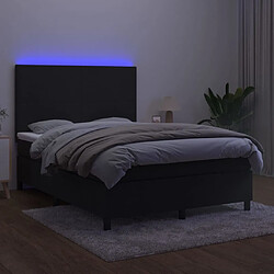 Acheter Maison Chic Lit adulte - Lit + matelas + LED,Sommier à lattes de lit et matelas LED Noir 140x200 cm Velours -GKD61588