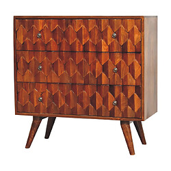 Avis Artisan Furniture Coffre en bois massif noyer avec 3 tiroirs et sculpture ananas, chambre