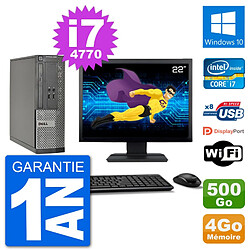 PC Dell Optiplex 3020 SFF Ecran 22" i7-4770 RAM 4Go Disque 500Go Windows 10 Wifi - Occasion