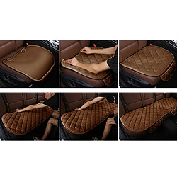 Wewoo 3 PCS / Set Luxueux coussin de couverture de siège de voiture chaud Universel avant arrière couvre housses de Pad anti-dérapant chaise tapis de sans en peluche café