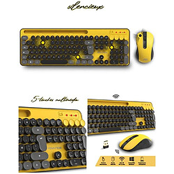 Pack Premium Clavier sans fil + SOURIS sans fil optique Wireless Desktop ADVANCE nano récepteur USB JAUNE ET NOIR