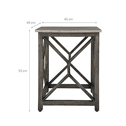 WOMO-DESIGN Table d'appoint gris en bois de manguier massif Florence 45x45x55 cm pas cher