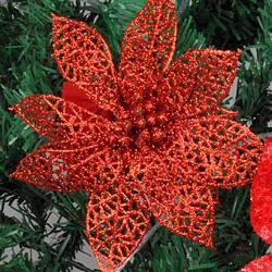 Wewoo Fleurs Artificielles 10 PCS 15cm Simulation Creuse Fleur Artificielle Enfants Fête D'anniversaire Décoration Nouvel An Décor De Noël Rouge