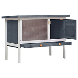 Helloshop26 Clapier cage d'extérieur 1 niveau 90 x 45 x 65 cm bois gris 02_0000583