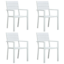 Maison Chic Lot de 4 Chaises de jardin,Fauteuil d'extérieur Blanc PEHD Aspect de bois -MN35874