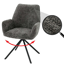 Decoshop26 Chaise de salle à manger avec accoudoir rotative en tissu chenille gris foncé et cadre trépied 04_0006357